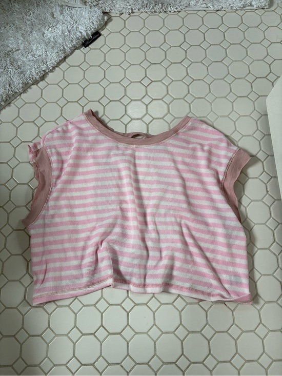 Tops - Pink Stripe Open Back Tee